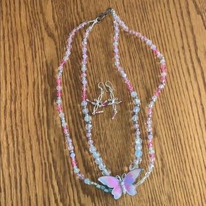 Handmade crystal necklace and earrings